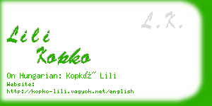 lili kopko business card